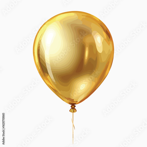 Shiny Gold Balloon on Transparent Background