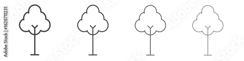 Tree free icon outline drawings. Editable strokes bundle