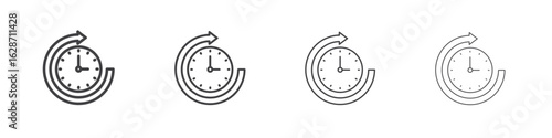 Time forward icon outline drawings. Editable strokes bundle