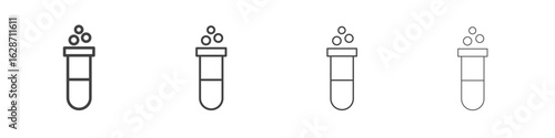 Test tube icon outline drawings. Editable strokes bundle
