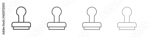 Stamp icon outline drawings. Editable strokes bundle