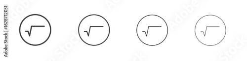 Square root icon outline drawings. Editable strokes bundle