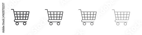 Shopping icon outline drawings. Editable strokes bundle