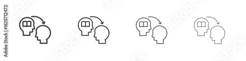 Share thoughts icon outline drawings. Editable strokes bundle