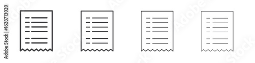 Receipt icon outline drawings. Editable strokes bundle