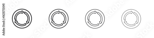 Recycle icon outline drawings. Editable strokes bundle