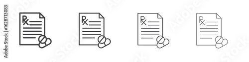 RX icon outline drawings. Editable strokes bundle