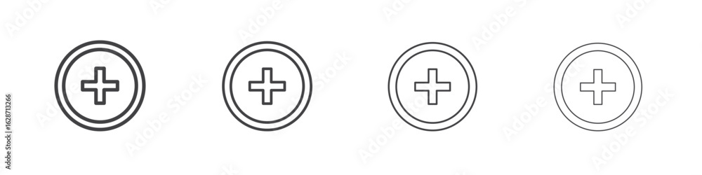 Obraz premium Plus icon outline drawings. Editable strokes bundle