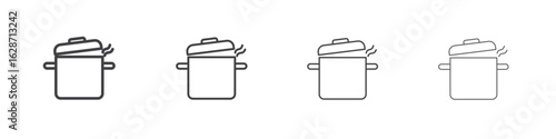 Pot icon outline drawings. Editable strokes bundle