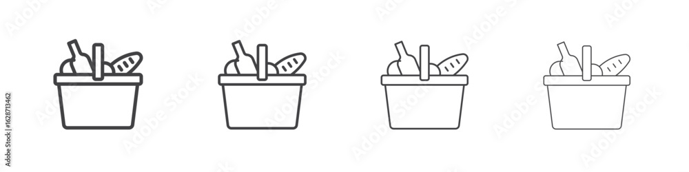 Obraz premium Picnic icon outline drawings. Editable strokes bundle
