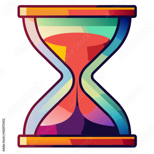 Stylized hourglass with vibrant abstract colors representing the passage of time isolated on white background isolated on transparent background silhouette