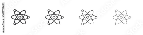 Physics icon outline drawings. Editable strokes bundle