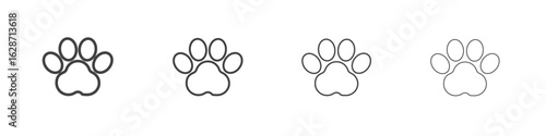 Paw icon outline drawings. Editable strokes bundle