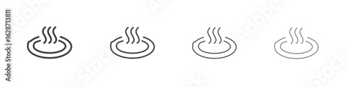 Onsen icon outline drawings. Editable strokes bundle