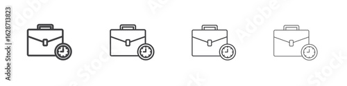 Office time icon outline drawings. Editable strokes bundle