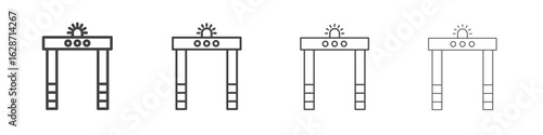 Metal detector icon outline drawings. Editable strokes bundle
