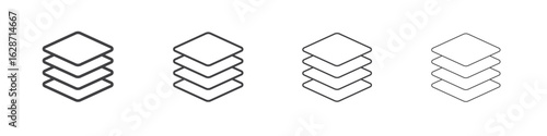 Layers icon outline drawings. Editable strokes bundle
