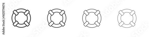 Life buoy icon outline drawings. Editable strokes bundle