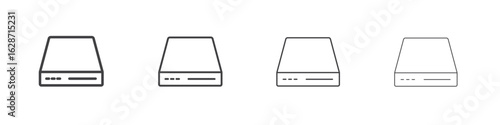 Hard Disk icon outline drawings. Editable strokes bundle