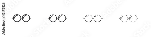 Glasses icon outline drawings. Editable strokes bundle