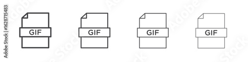 Gif icon outline drawings. Editable strokes bundle