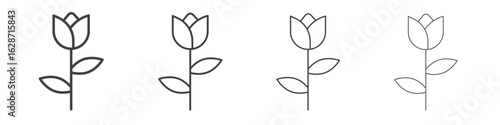 Flower tulip icon outline drawings. Editable strokes bundle