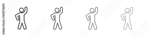 Fitness exercise icon outline drawings. Editable strokes bundle
