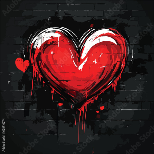 Heart-shaped graffiti love symbol