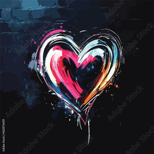 Heart-shaped graffiti love symbol