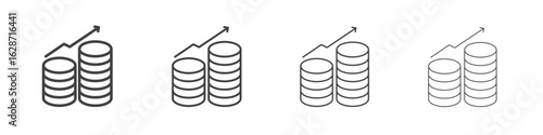 Earning icon outline drawings. Editable strokes bundle