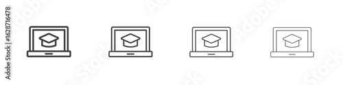 E learning icon outline drawings. Editable strokes bundle