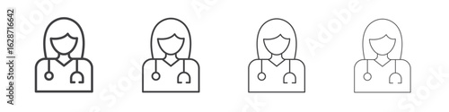 Doctor icon outline drawings. Editable strokes bundle