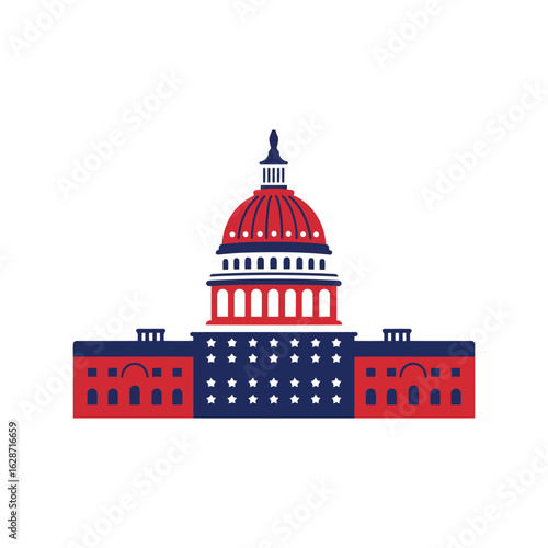 Stylized illustration of the united states capitol building isolated on white background