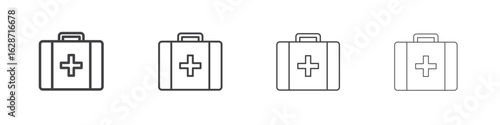 Doctor bag icon outline drawings. Editable strokes bundle