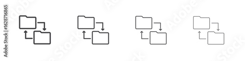 Data transfer icon outline drawings. Editable strokes bundle