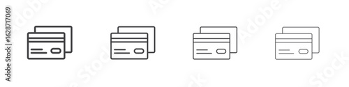 Credit card icon outline drawings. Editable strokes bundle