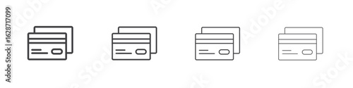 Credit card icon outline drawings. Editable strokes bundle
