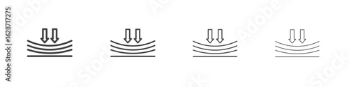 Compress icon outline drawings. Editable strokes bundle
