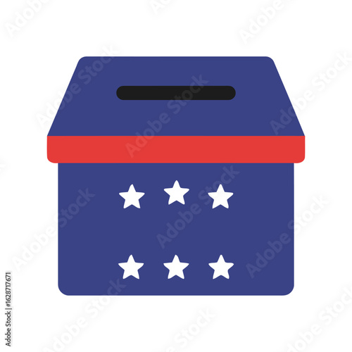 American election voting ballot box with stars isolated on white background