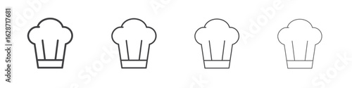Chef hat icon outline drawings. Editable strokes bundle