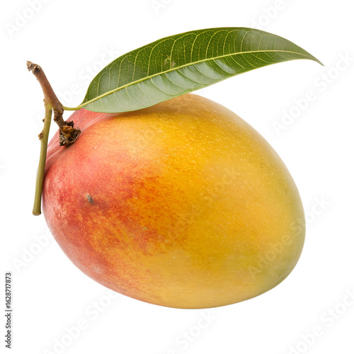 Wallpaper Mural Ripe mango with a green leaf and stem, isolated on transparent background Torontodigital.ca