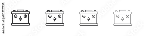 Car battery icon outline drawings. Editable strokes bundle