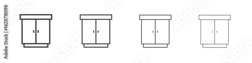 Cabinet icon outline drawings. Editable strokes bundle