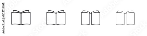 Book open icon outline drawings. Editable strokes bundle