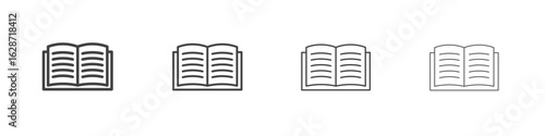 Book icon outline drawings. Editable strokes bundle
