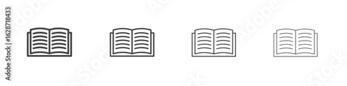 Book icon outline drawings. Editable strokes bundle