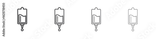 Blood transfusion icon outline drawings. Editable strokes bundle