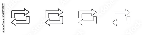 Arrows repeat icon outline drawings. Editable strokes bundle