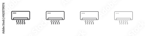 Air conditioner icon outline drawings. Editable strokes bundle