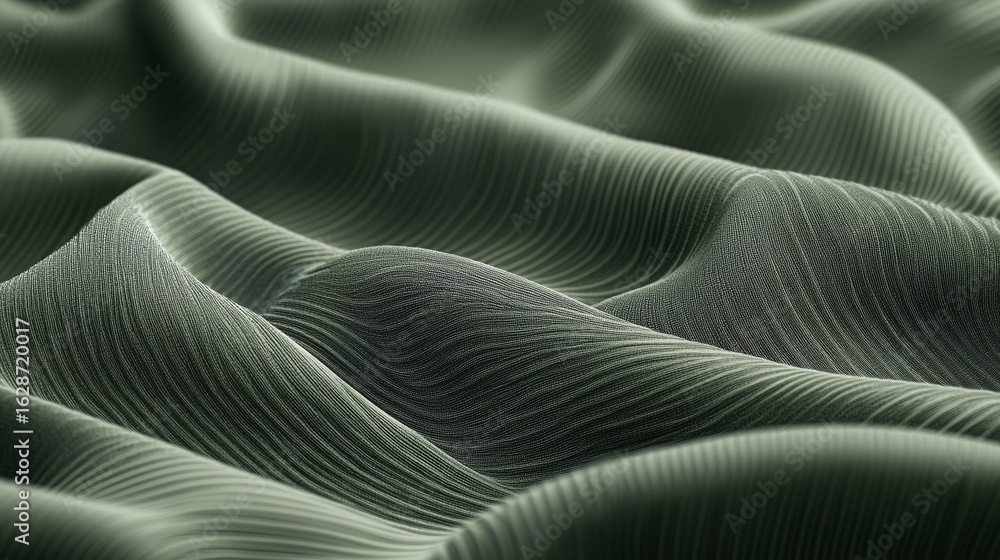 Naklejka premium A soothing olive green fabric with delicate waves